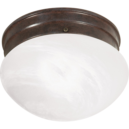 1-Light 8" Close-To-Ceiling Flush Mount Ceiling Light with Small Alabaster Mushroom Glass