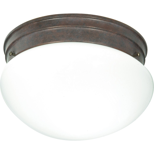 2-Lights 10" Close-To-Ceiling Flush Mount Ceiling Light with Medium White Mushroom Glass