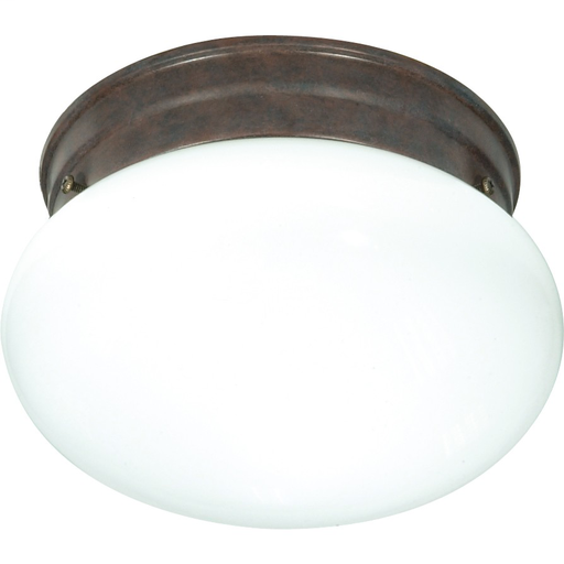 1-Light 8" Close-To-Ceiling Flush Mount Ceiling Light with Small White Mushroom Glass