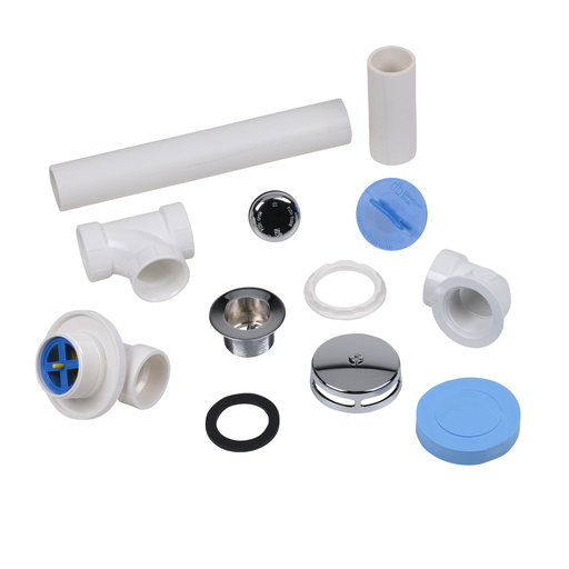 Dearborn® DBlue Full Kit, Schedule 40 - PVC Touch-Toe Stopper w/ Chrome Finish Trim and Test Plug