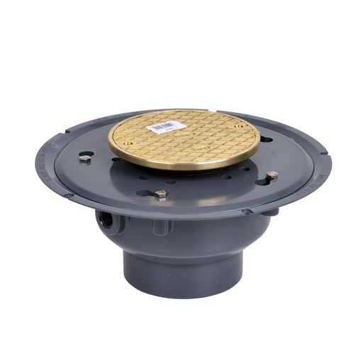 Oatey® 4" PVC Adj. Commercial Cleanout w/ 6" Cast BR Cover & Round Top