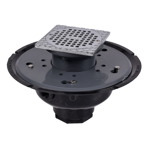 Oatey® 2" ABS Adj. Commercial Drain w/ 5" CHR Grate & Square Ring