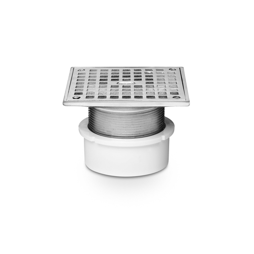 Oatey® 3" or 4" PVC General Purpose Pipe Fit Drain w/ 4" Cast NI Grate & Square Top