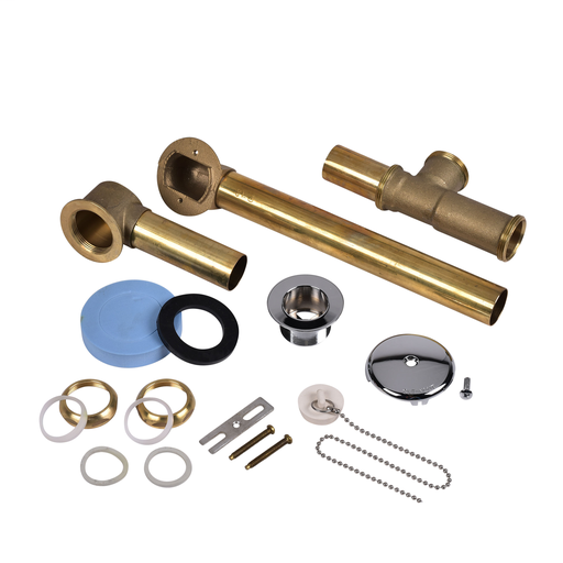 Dearborn® Full Kit, Brass Tubular - 17 Ga. Chain & Stopper w/ Chrome Finish Trim 1-1/2" Outlet