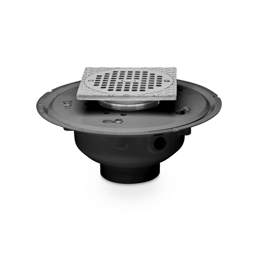 Oatey® 2" PVC Adj. Commercial Drain w/ 5" Cast NI Grate & Square Top
