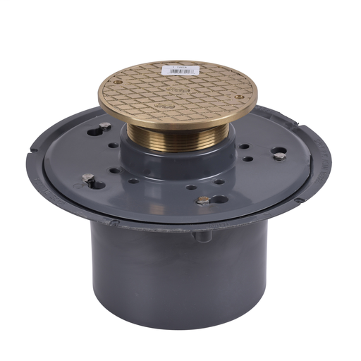 Oatey® 6" PVC Adj. Commercial Cleanout w/ 6" Cast BR Cover & Round Top