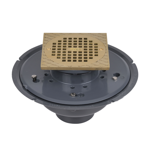 Oatey® 3" or 4" PVC Adj. Commercial Drain w/ 6" BR Grate & Square Ring