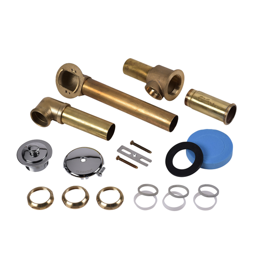 Dearborn® Full Kit, Brass Tubular - 17 Ga. Uni-Lift Stopper w/ Chrome Finish Drain Direct Drain