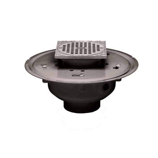 Oatey® 3" or 4" PVC Adj. Commercial Drain w/ 5" BR Grate & Square Ring
