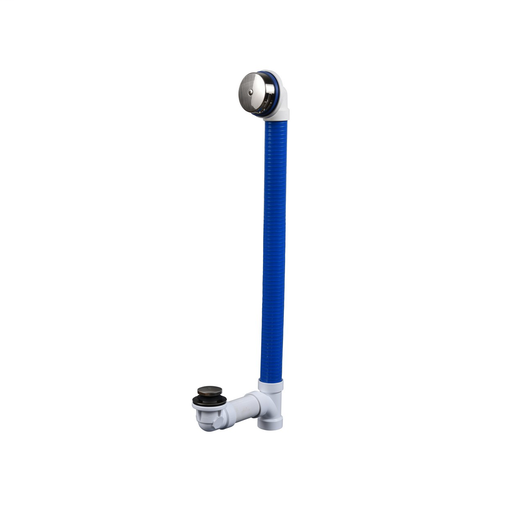 24” Flexible PVC Bath Waste with Brass Drain, Touch Toe, Brushed Nickel