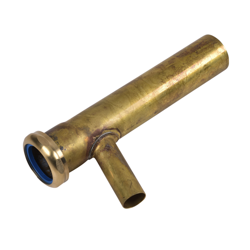 Dearborn® 1-1/2" x 8" Branch Tailpiece, Hose & Clamp, Slip Joint Top - 20 Ga. w/ Brass Nut, 7/8" Branch (Nut Down), Unfinished