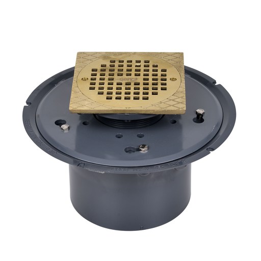 Oatey® 6" PVC Adj. Commercial Drain w/ 6" BR Grate & Square Ring