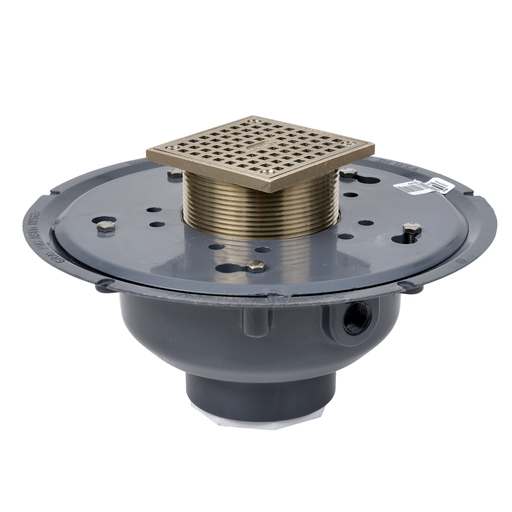 Oatey® 2" PVC Adj. Commercial Drain w/ 4" Cast NI Square Grate & Square Top