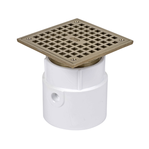 Oatey® 4" PVC General Purpose Pipe Fit Drain w/ 6" Cast NI Grate & Square Top