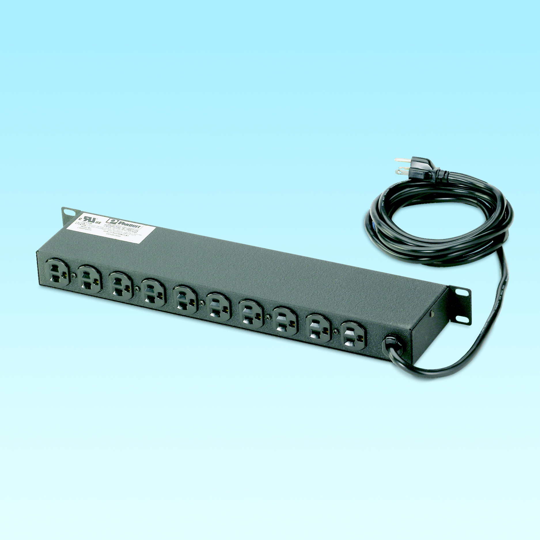 Product image for Panduit CMRPSH15 Power Strip Horizontal, 15A, 10 NEMA 5-15R Receptacles, NEMA 5-15P