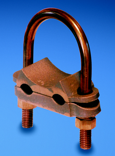 Product image for Panduit GU-11-X Bronze Grounding Clamp, U-Bolt, 2 cables, #4 SOL-2/0 STR, 2" (50.8mm) IPS