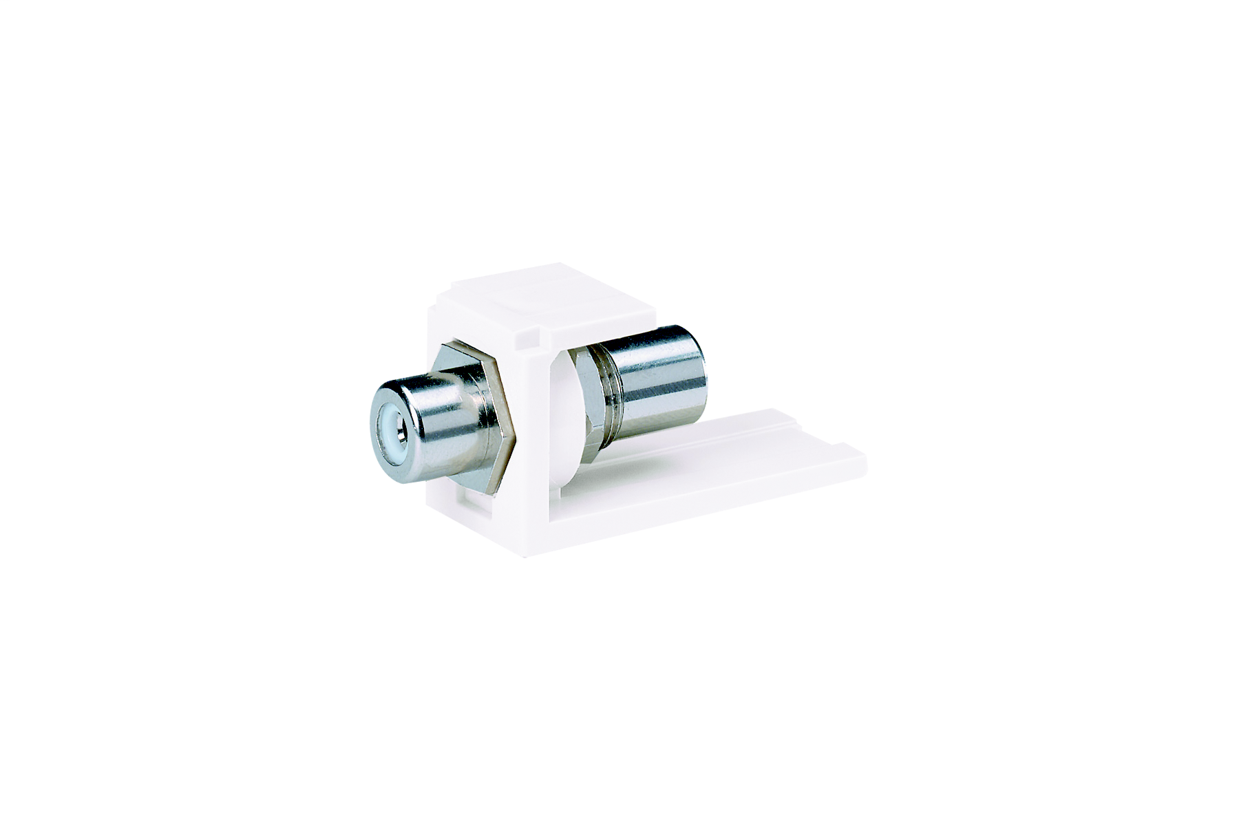 Product image for Panduit CMRPWEI Coupler Module, RCA Pass-Through, White Insert, Electric Ivory