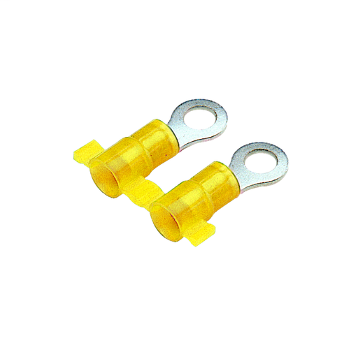 Product image for Panduit PN10-6R-2K Ring Terminal, nylon insulated, 12 - 10 AWG, #6 stud size