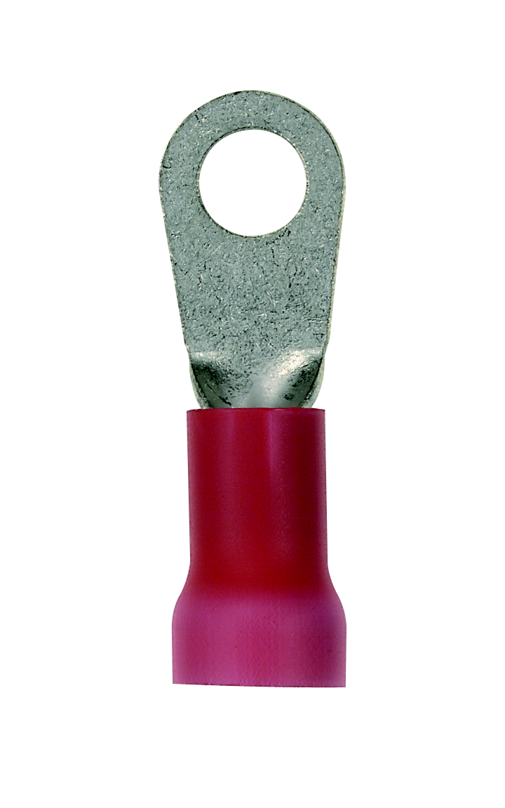 Product image for Panduit PV8-8RX-QY Ring Terminal, Large Wire, Expanded Vinyl Insulation, 8 AWG, #8 Stud Size