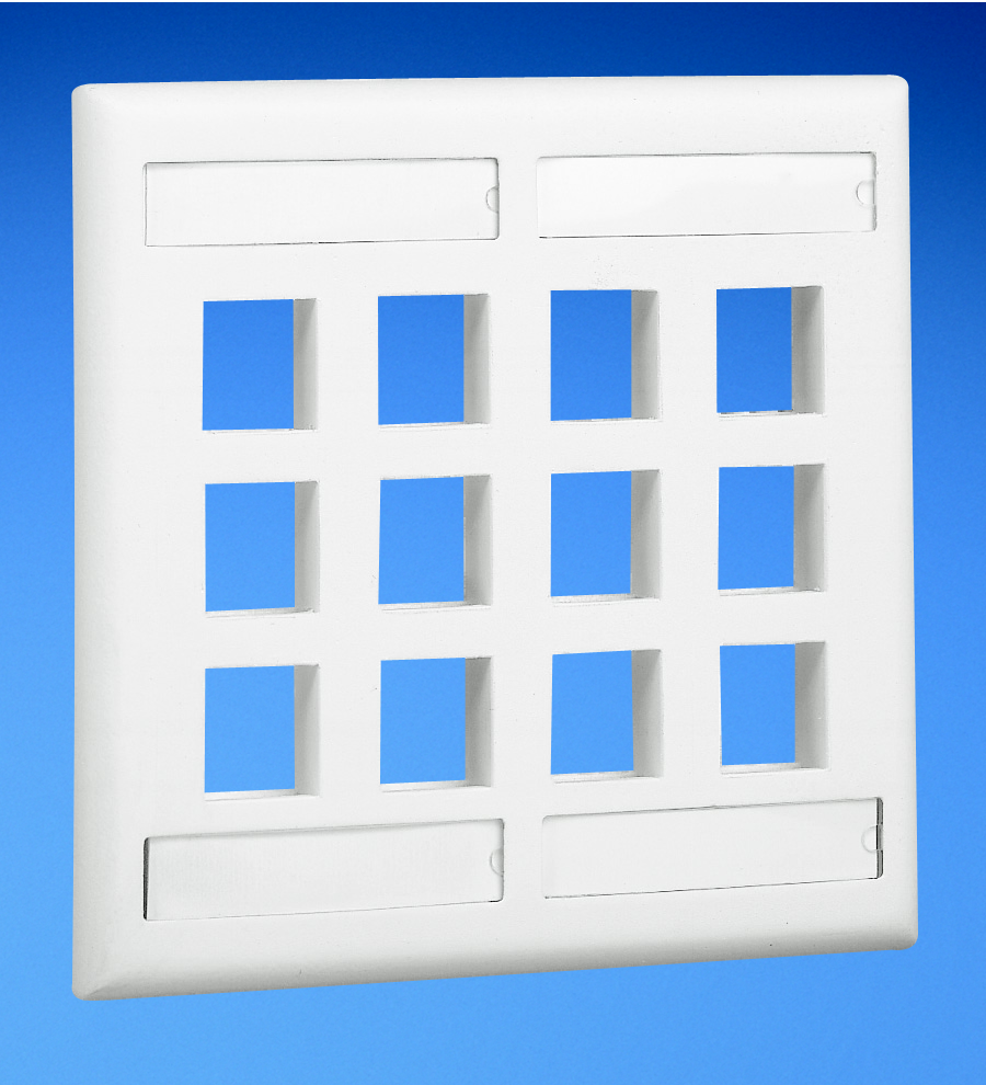 Product image for Panduit NK12FIGY Double gang, flush mount Verticalical faceplate with labels. Accepts up to twelve NetKey® Modules.