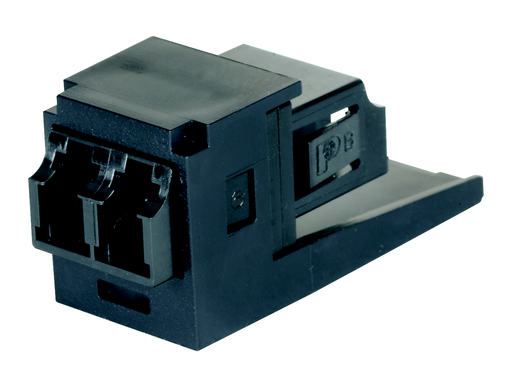 Product image for Panduit CMDSBLLCAW Module supplied with one LC Sr./Sr. SFF duplex multimode fiber optic adapter (BL) with phosphor bronze split sleeves.