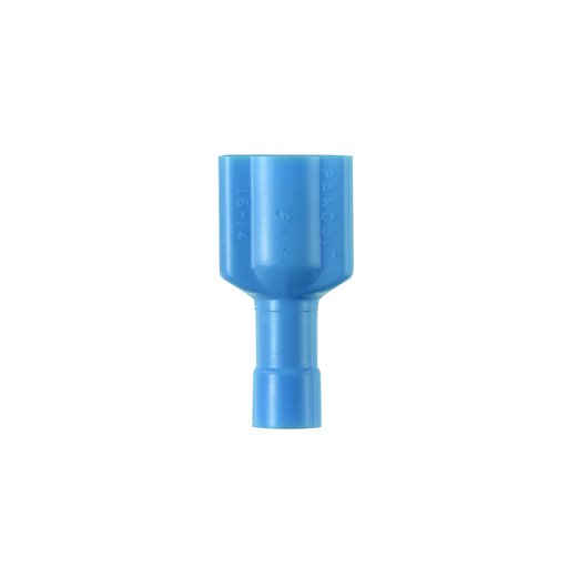 Product image for Panduit DPF14-250FIMB-Q Male Disconnect, Premium Nylon Fully Insulated, Oversized Housing, 16 - 14 Awg, .250 X .032 Tab Size, Funnel Entry
