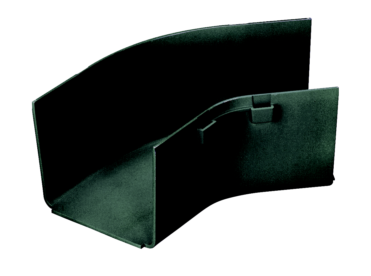 Product image for Panduit FRH454X4BL Fitting, Horizontal 45o Angle, 4" x 4" (100mm x 100mm), FiberRunner, Black