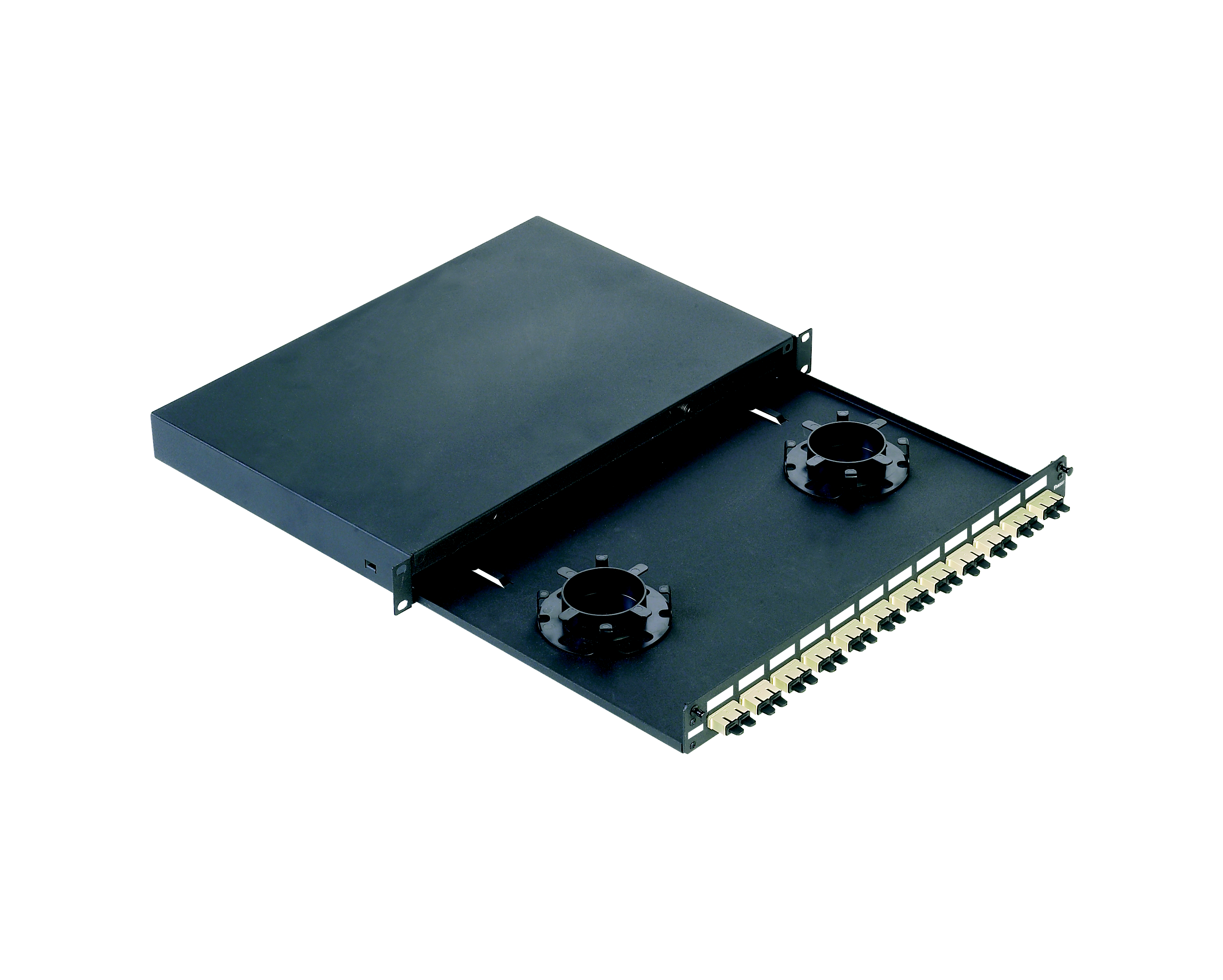 Product image for Panduit FD1W12EIDSC Pre-Loaded With 12 SC Duplex Adapters For 62.5/125?m (om1) Orange 50/125?m (om2) Multimode Fiber. Dimensions: 1.74"h X 17.5"w X 12.0"d (44.2mm X 444.5mm X 304.8mm)