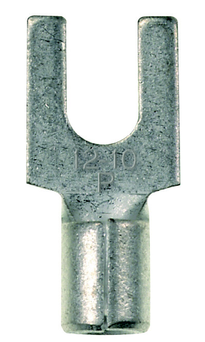 Product image for Panduit P18-14F-C Fork Terminal, Non-Insulated, 22 - 16 AWG, 1/4" stud size