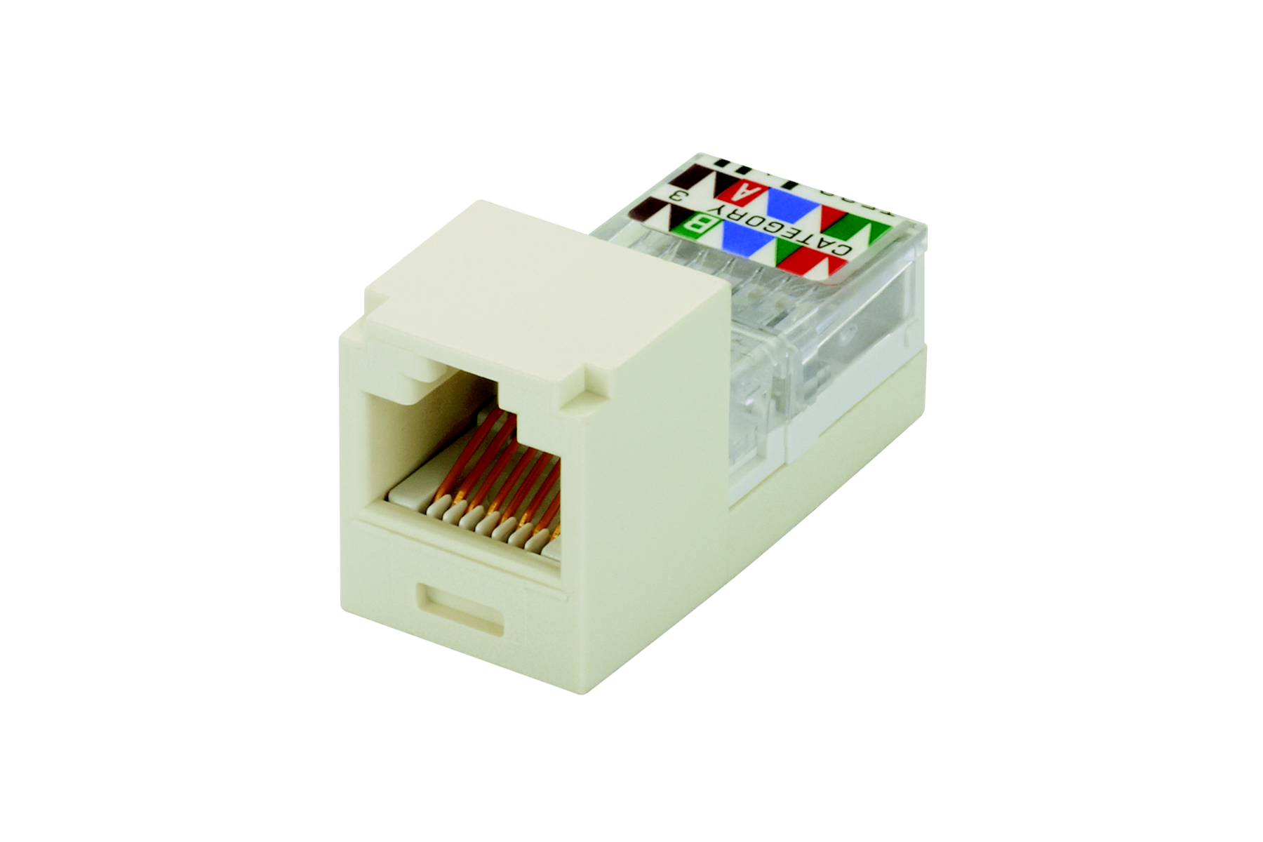 Product image for Panduit CJ88IWY Mini-Com Mini-Jack Module, Cat 3, UTP, 8 pos 8 wire, Universal, White