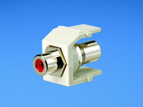 Product image for Panduit NKRTMRBL NK RCA Module, Pass-Through, Red Insert, Black