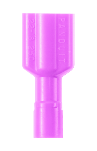 Product image for Panduit DPF18-111FIB-M Female Disconnect, Premium Nylon Fully Insulated, 22 - 18 Awg, .110 X .020 Tab Size, Funnel Entry