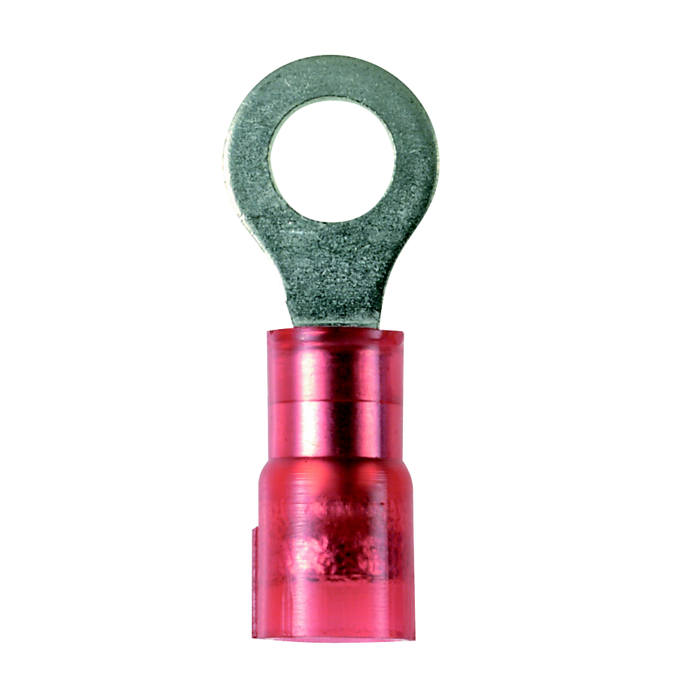 Product image for Panduit PNF18-56R-M Ring Terminal, Nylon Insulated, 22 - 18 AWG, 5/16" Stud Size, Funnel Entry