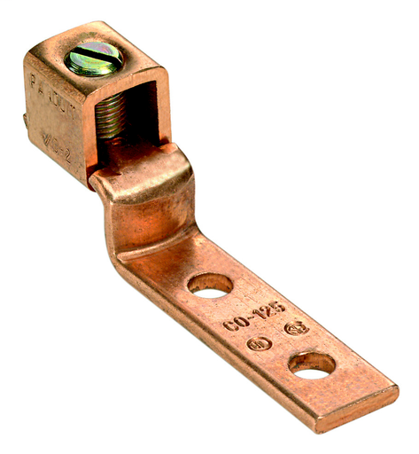 Product image for Panduit CS225-56HK-QY Copper Mechanical Lug, 1 Hole, 1 Barrel, Straight Floating Tongue, #2 - 4/0 AWG, 5/16" (7.9mm) Stud