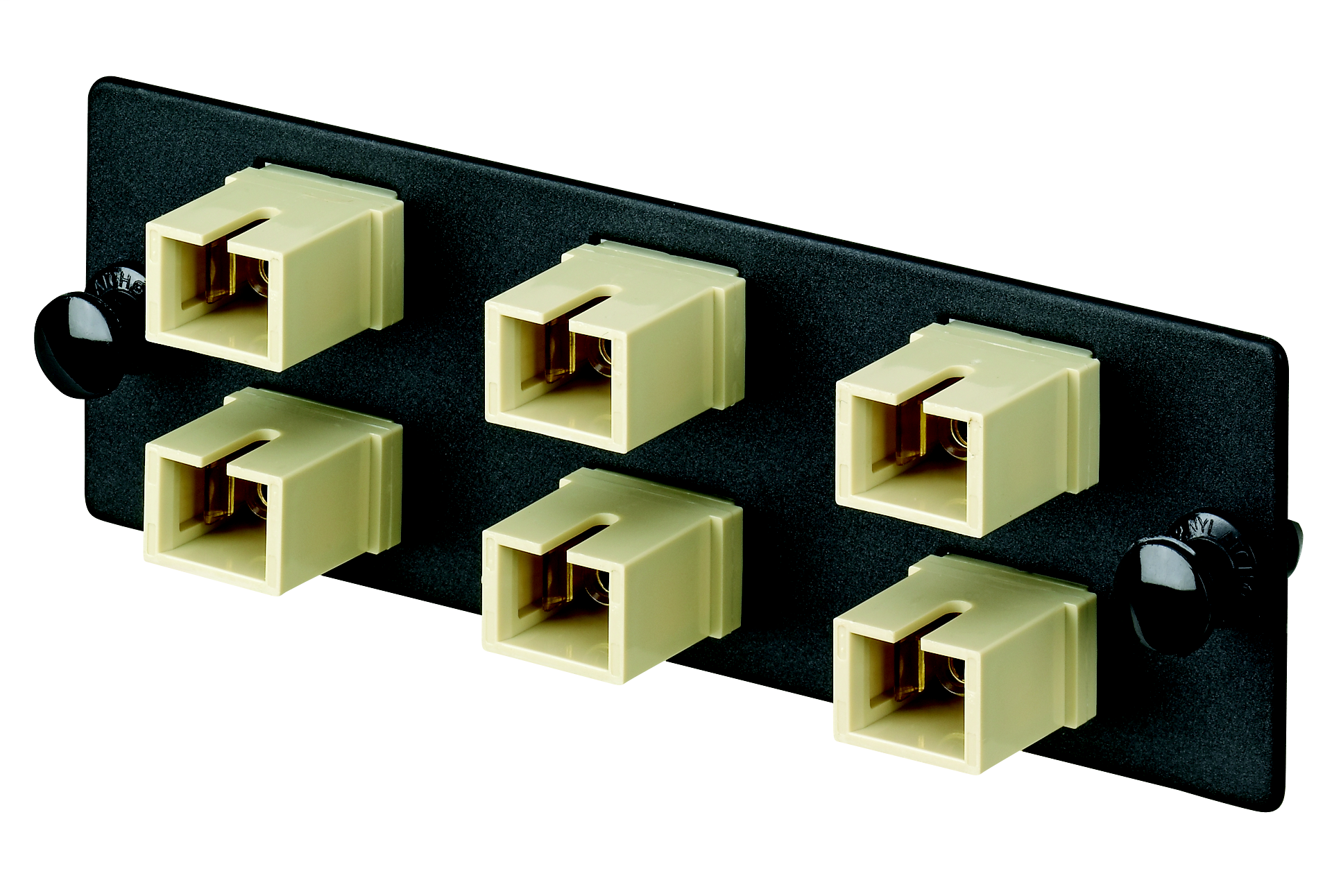 Product image for Panduit FAP6WEISC SC Om1 FAP Loaded With Six SC Simplex Multimode Fiber Optic Adapters (electric Ivory) With Phosphor Bronze Split Sleeves.