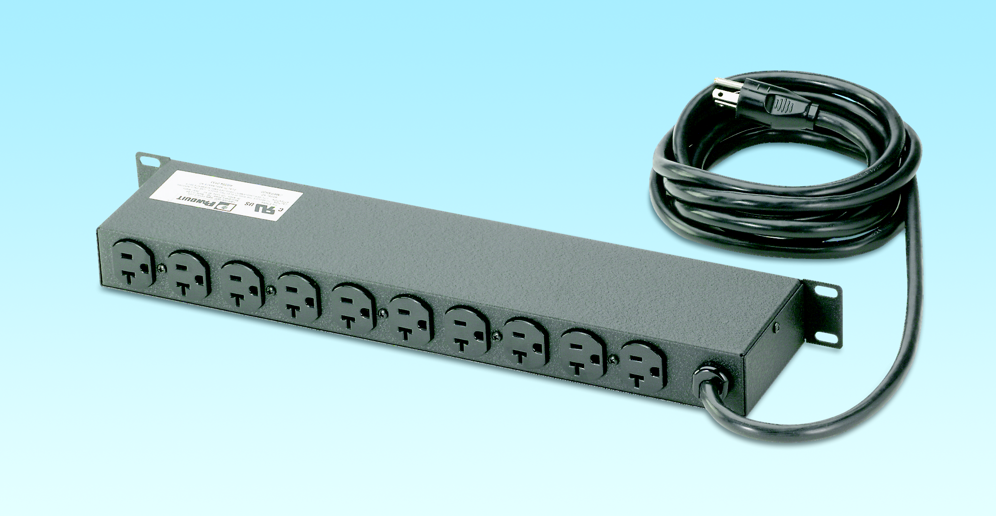 Product image for Panduit CMRPSH20 Power Strip Horizontal, 20A, 10 NEMA 5-20R Receptacles, NEMA 5-20P