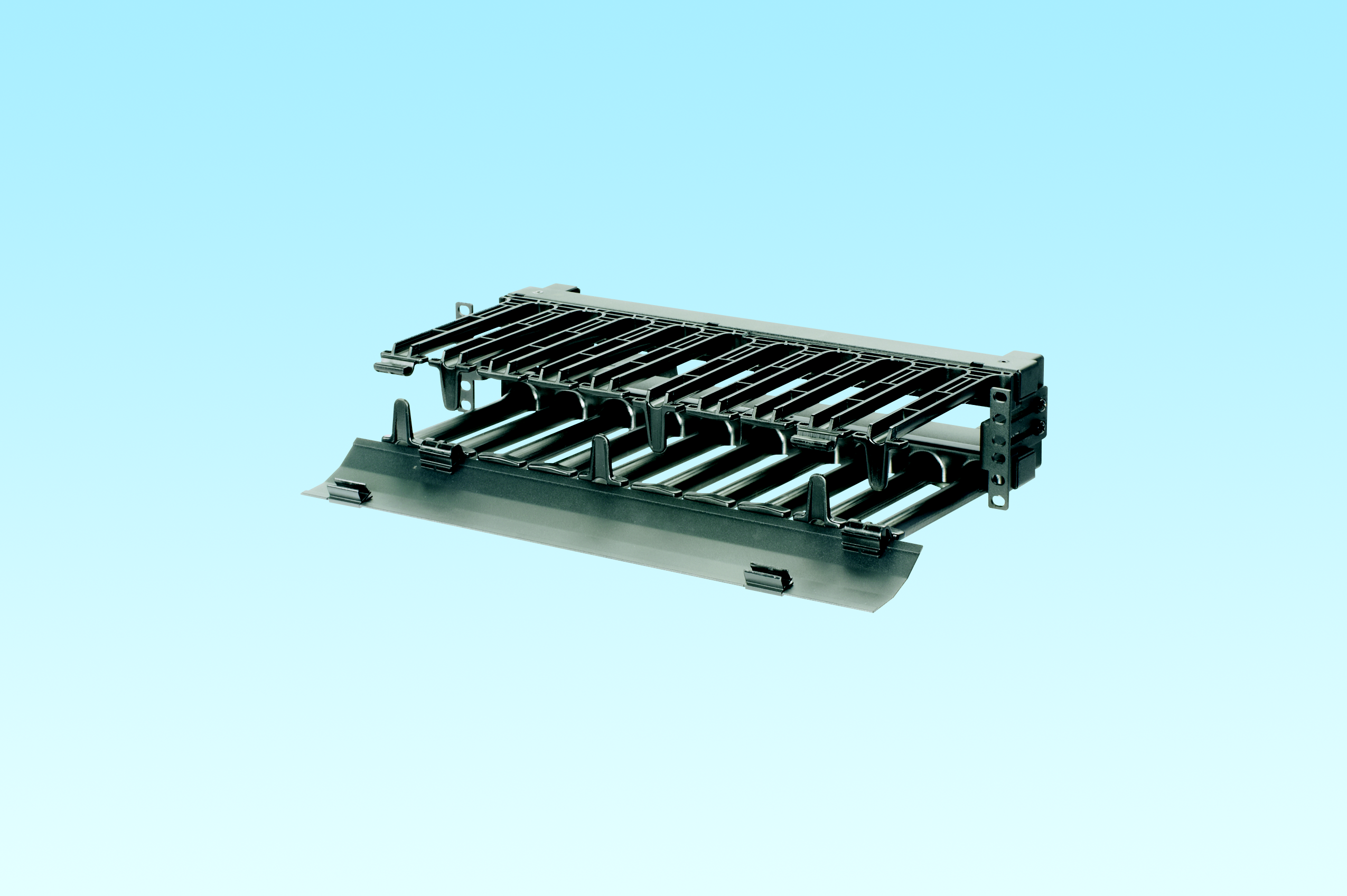 Product image for Panduit PEHF2 High Capacity Horizontal Cable Manager with Hinged Cover, Front Only, 2 RU