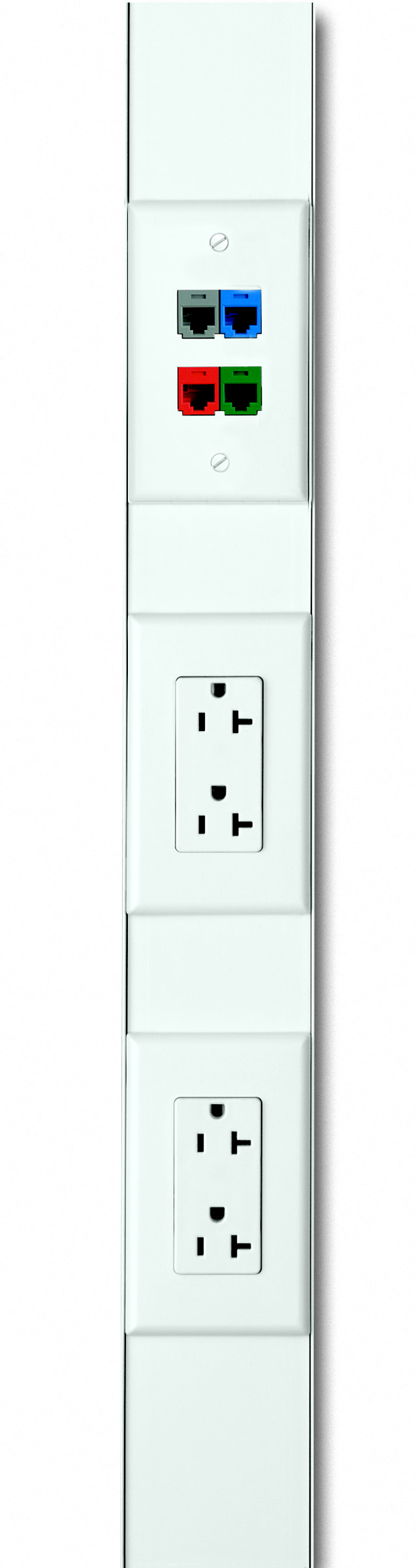 Product image for Panduit PCPA11R20IWY Power and Communication Pole with 2, 20 AMP Rectangular Outlets 11ft.