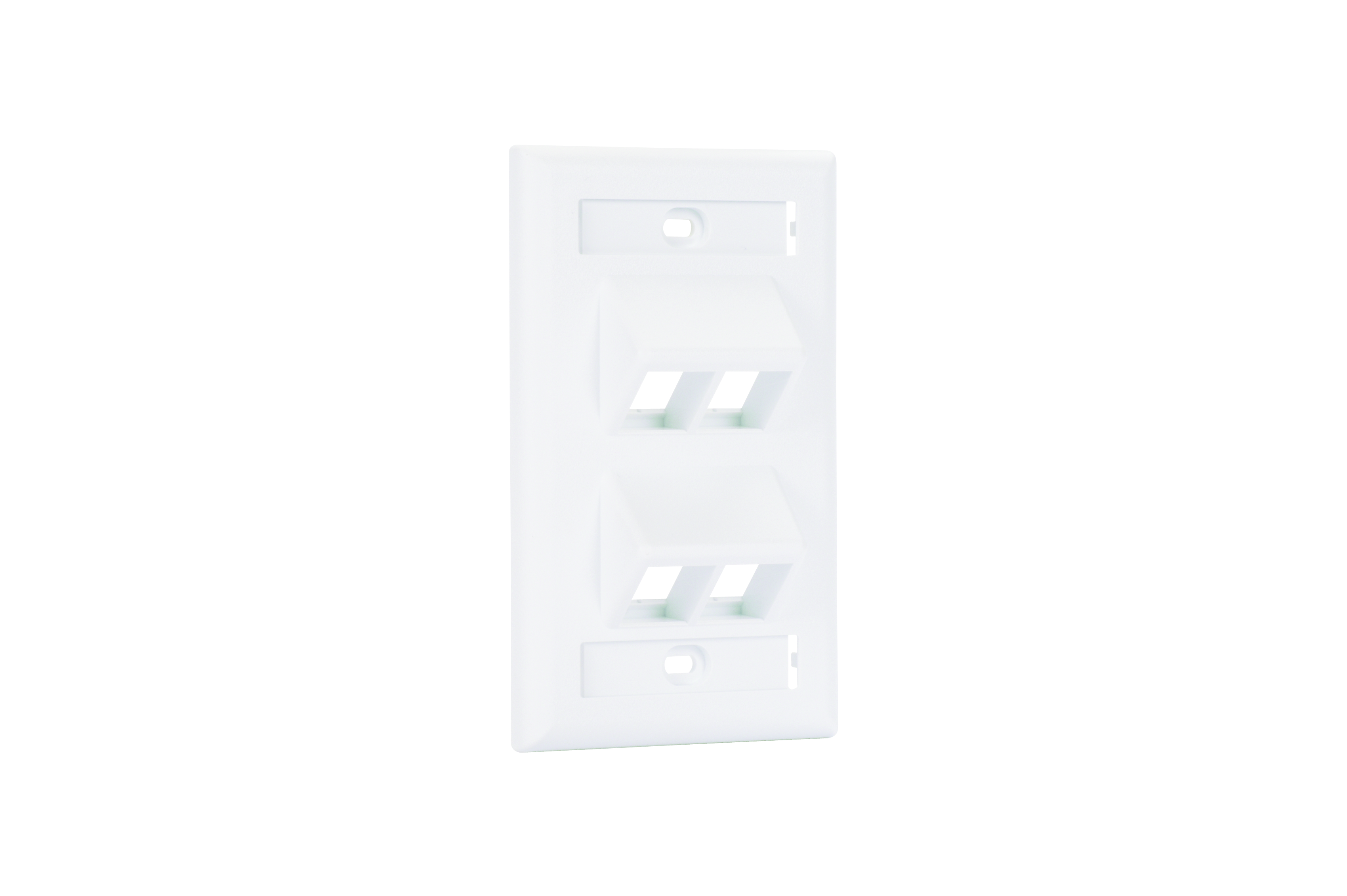 Product image for Panduit NK4VSRFIW Snap-on 4-position Sloped Vertical Faceplate, Module, Outlet Boxes, Surface Raceway Systems
