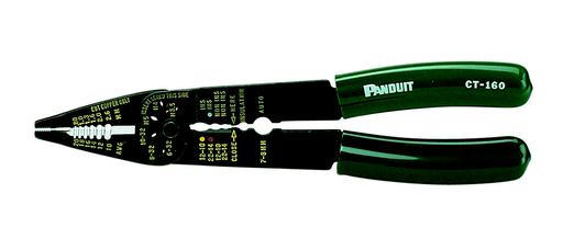 Product image for Panduit CT-160 Crimp Tool, Plier Type, Crimps Panduit Terminals, Disconnects, And Splices. Cuts Screws; Strips And Cuts Wire.