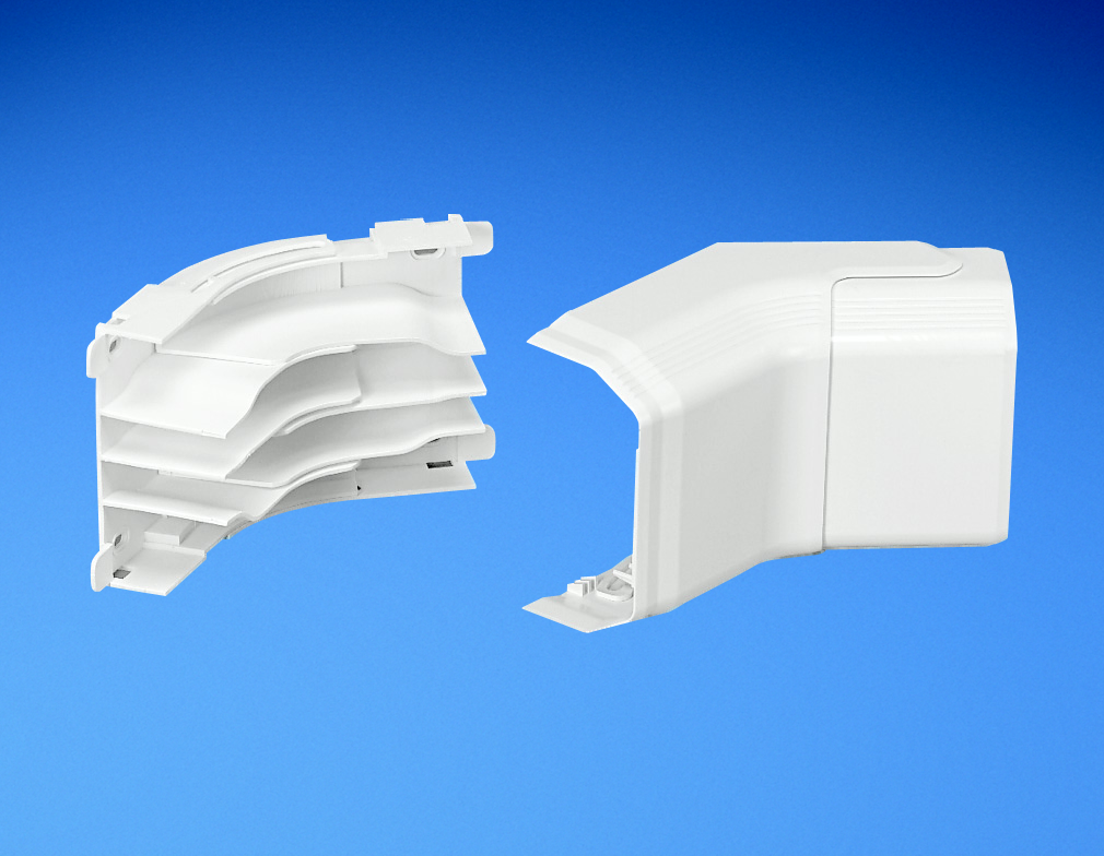 Product image for Panduit TGICEI Inside corner fitting. Used to join sections of TG raceway at inside corners. Fittings adjust from 85? to 135? to adapt to non-square corners.