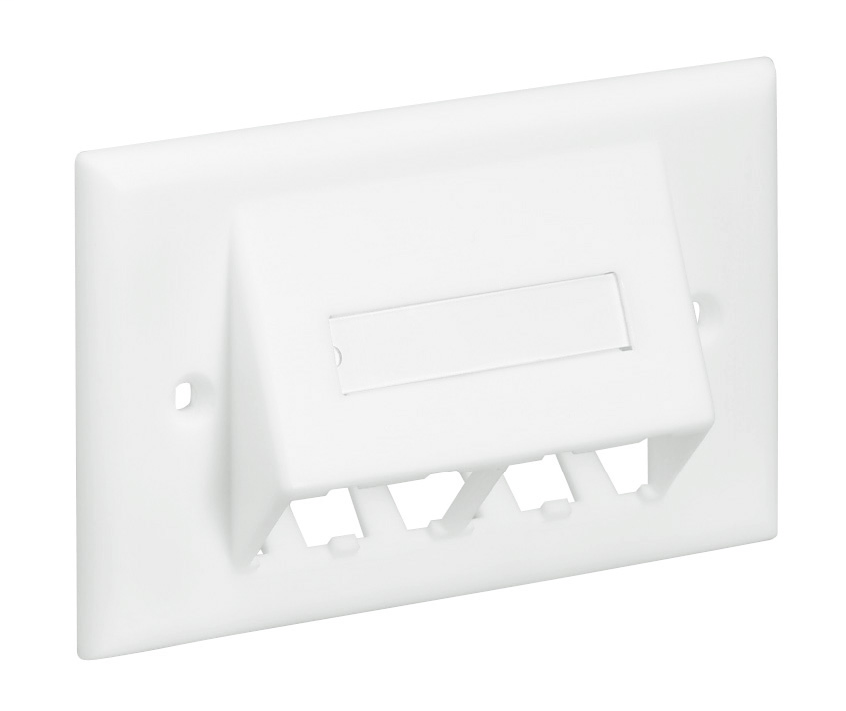 Product image for Panduit CFPHSL4BL Faceplate, 4 Port, Classic, Sloped Horizontal, Black