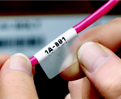 Product image for Panduit S100X150FAI Ink Jet, Self-Laminated Label, Polyolefin, 1.00" W x 1.50" H, .50" POA, Clear/White