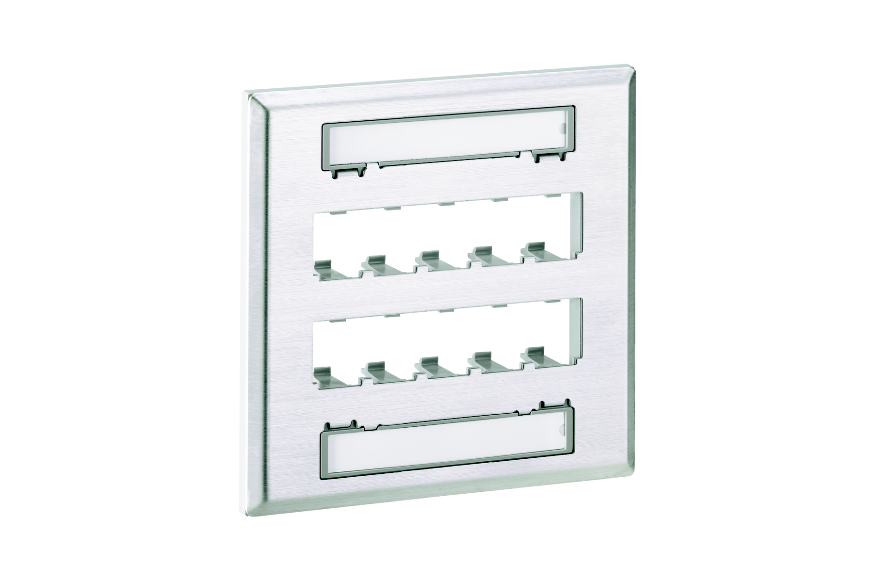 Product image for Panduit CFPL10S-2GY Faceplate, 10 Port, Double Gang, Stainless Steel