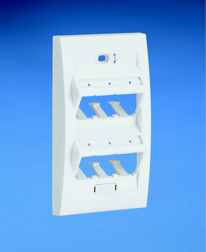 Product image for Panduit UICFPSE6IW Faceplate, 6 Port, Executive, Sloped, Ultimate ID, Off White