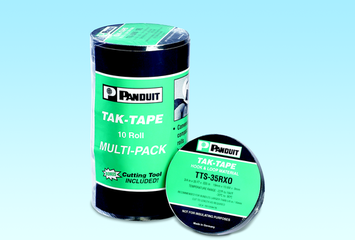 Product image for Panduit TTS-75R0 Hook and Loop Roll, Low Profile, 75'L (10.7m), .75"W (19.1mm), Black