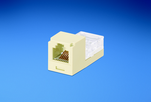 Product image for Panduit CJ66EIY Mini-Com Module, Cat 3, UTP, 6 pos 6 wire, Universal, Electric Ivory, Leadframe Style