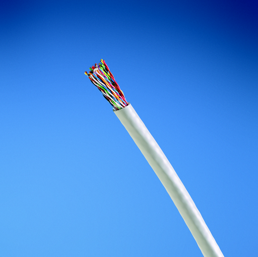 Product image for Panduit PUR5525WH-UY Copper Cable, Cat 5e, 25-Pair, 24 AWG, UTP, CMR, White, 1000ft/305m