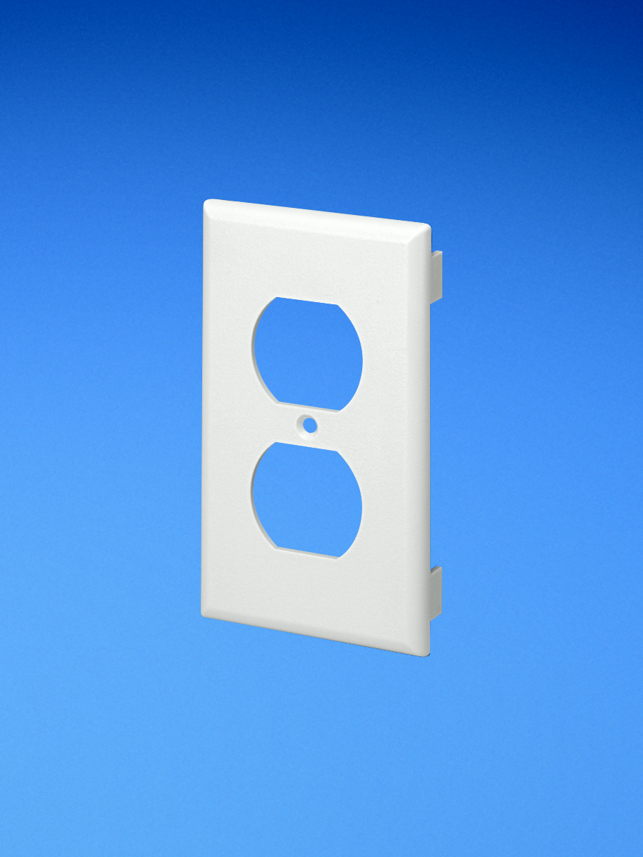 Product image for Panduit T70PSWH Snap-on single gang 106 duplex communication faceplate. Used to cover one NEMA standard 106 duplex communication module frame