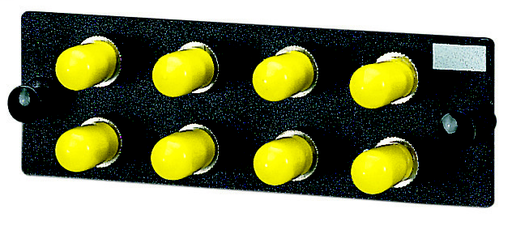 Product image for Panduit FAP8WST ST FAP Loaded With Eight ST Simplex Multimode Fiber Optic Adapters With Phosphor Bronze Split Sleeves.